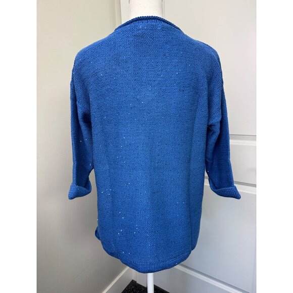DKNY Jeans Womens 2XL Sequin V-Neck Sweater Blue Soft Lightweight Comfortable - Picture 5 of 12
